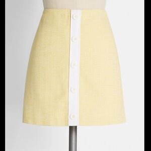 ModCloth The Day is Calling Yellow Button-Front Skirt